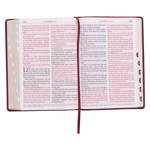 Burgundy Faux Leather Super Giant Print King James Version Bible with Thumb Index
