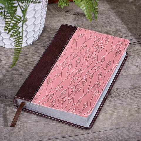 Burgundy and Pink  Faux Leather Compact King James Version Bible