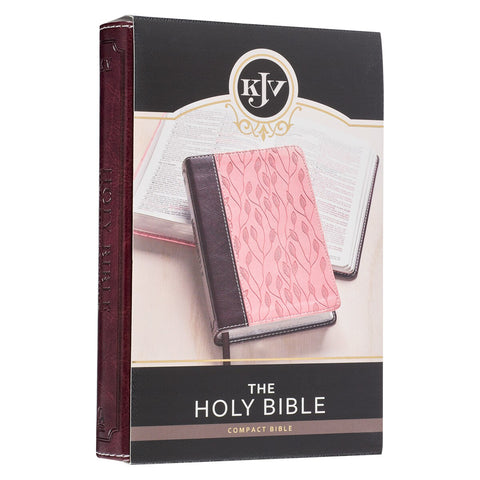 Burgundy and Pink  Faux Leather Compact King James Version Bible