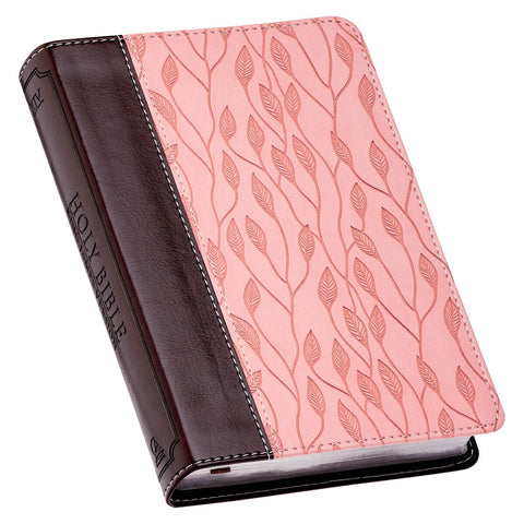Burgundy and Pink  Faux Leather Compact King James Version Bible