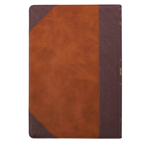 Two-tone Brown Faux Leather Large Print Thinline King James Version Bible 