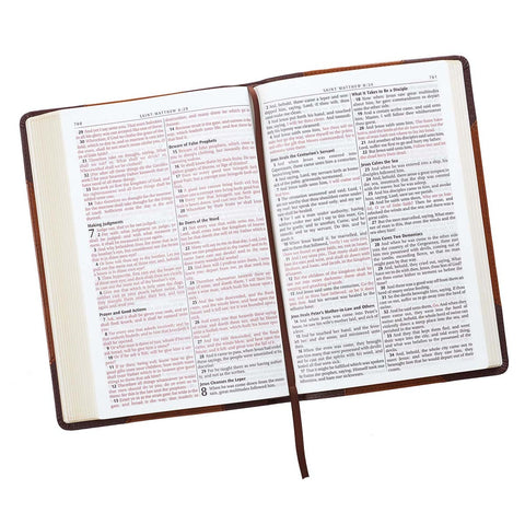 Two-tone Brown Faux Leather Large Print Thinline King James Version Bible 
