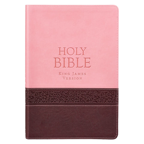 Pink and Brown Large Print Faux Leather Thinline King James Version Bible