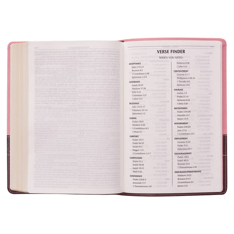 Pink and Brown Large Print Faux Leather Thinline King James Version Bible