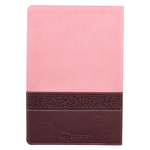 Pink and Brown Large Print Faux Leather Thinline King James Version Bible