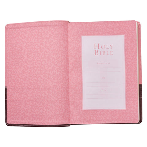 Pink and Brown Large Print Faux Leather Thinline King James Version Bible