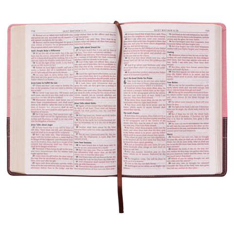 Pink and Brown Large Print Faux Leather Thinline King James Version Bible