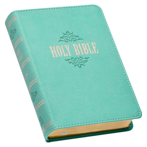 Robin’s-egg Blue Faux Leather Large Print Compact King James Version Bible