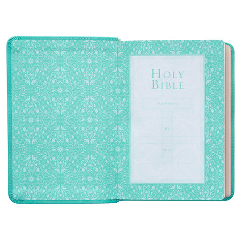 Robin’s-egg Blue Faux Leather Large Print Compact King James Version Bible