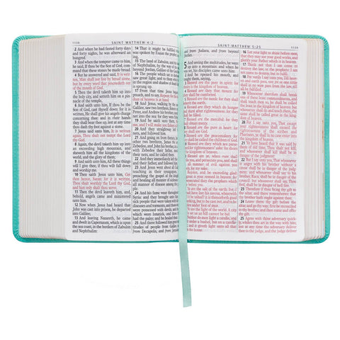 Robin’s-egg Blue Faux Leather Large Print Compact King James Version Bible