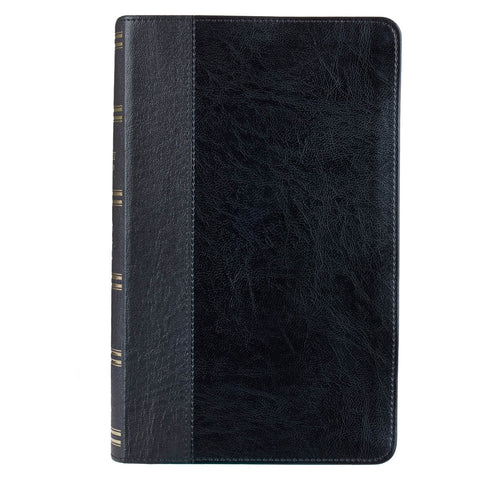 Two-tone Black Faux Leather Giant Print Standard-size King James Version Bible with Thumb Index