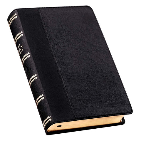 Two-tone Black Faux Leather Giant Print Standard-size King James Version Bible with Thumb Index