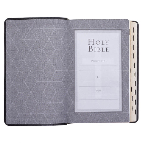 Two-tone Black Faux Leather Giant Print Standard-size King James Version Bible with Thumb Index