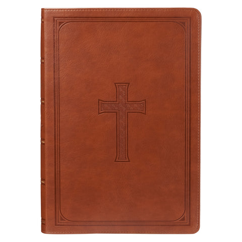 Saddle Tan Faux Leather Super Giant Print King James Version Bible
