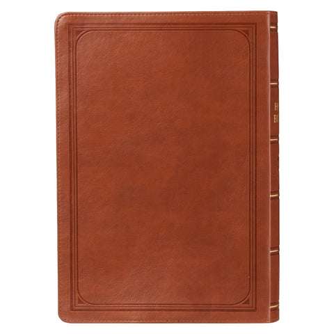 Saddle Tan Faux Leather Super Giant Print King James Version Bible