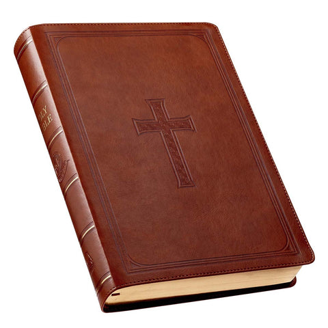 Saddle Tan Faux Leather Super Giant Print King James Version Bible