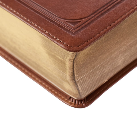 Saddle Tan Faux Leather Super Giant Print King James Version Bible