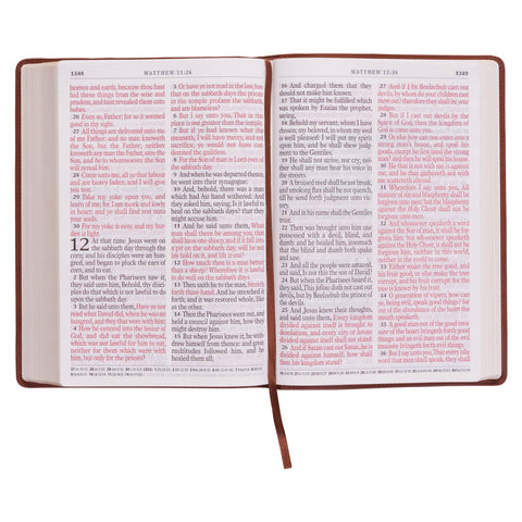 Saddle Tan Faux Leather Super Giant Print King James Version Bible