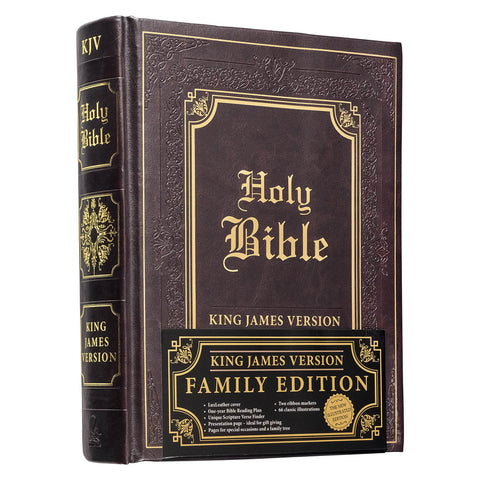 Dark Brown Faux Leather Hardcover King James Version Family Bible