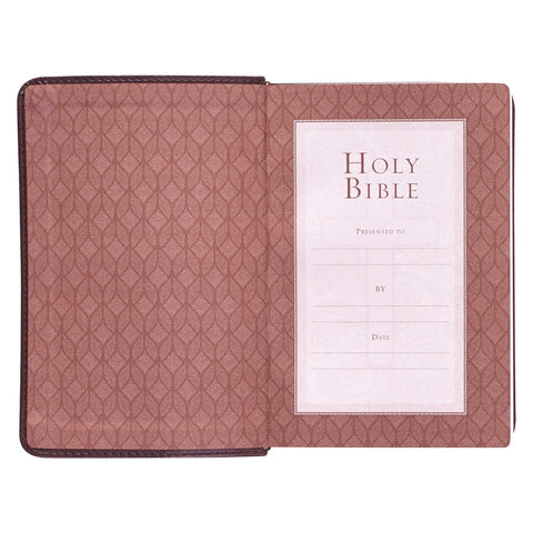 Dark Brown Faux Leather Large Print Compact King James Version Bible