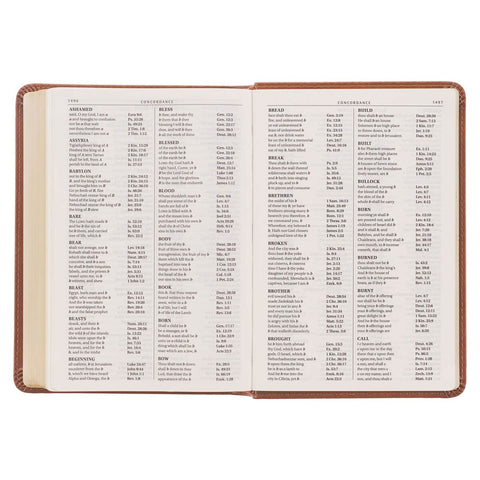 Saddle Tan Faux Leather Large Print Compact King James Version Bible