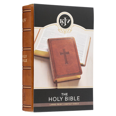 Saddle Tan Faux Leather Large Print Compact King James Version Bible