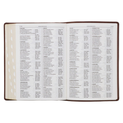 Chestnut Brown Faux Leather Super Giant Print King James Version Bible with Thumb Index
