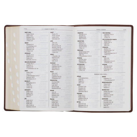Chestnut Brown Faux Leather Super Giant Print King James Version Bible with Thumb Index