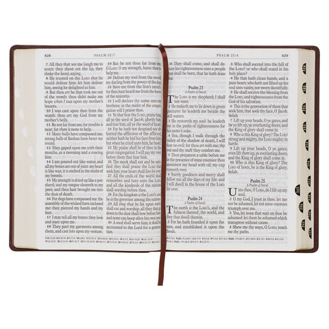 Chestnut Brown Faux Leather Super Giant Print King James Version Bible with Thumb Index