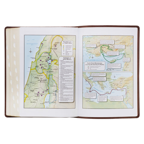 Chestnut Brown Faux Leather Super Giant Print King James Version Bible with Thumb Index