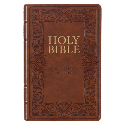 Medium Brown King James Version Deluxe Gift Bible with Thumb Index