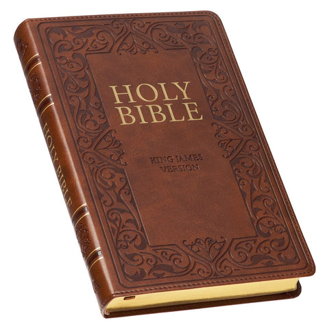 Medium Brown King James Version Deluxe Gift Bible with Thumb Index