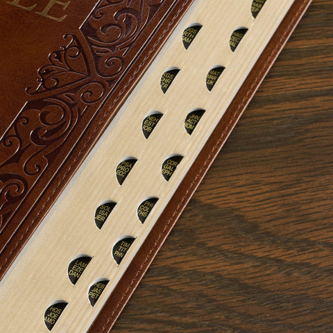 Medium Brown King James Version Deluxe Gift Bible with Thumb Index