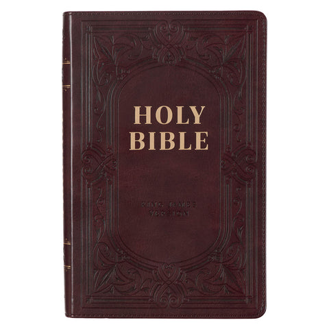 Dark Brown Faux Leather King James Version Deluxe Gift Bible with Thumb Index