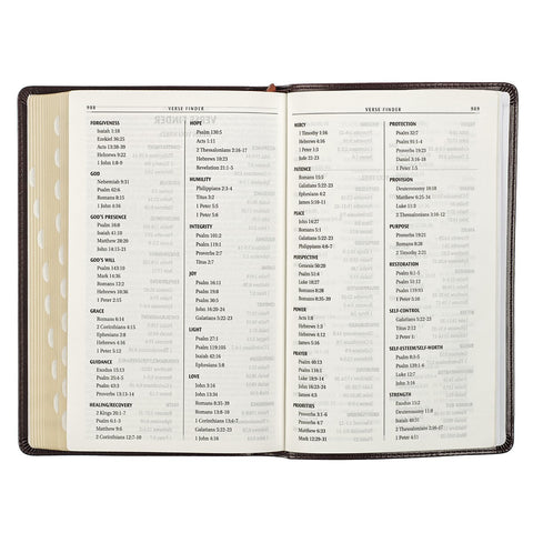 Dark Brown Faux Leather King James Version Deluxe Gift Bible with Thumb Index