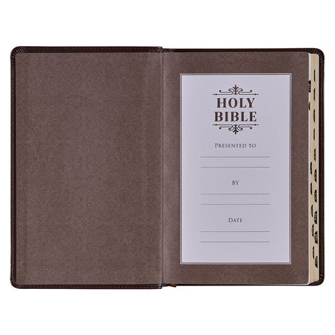 Dark Brown Faux Leather King James Version Deluxe Gift Bible with Thumb Index