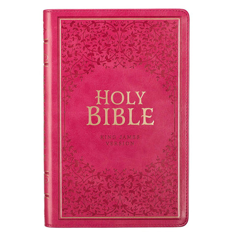 Pink Faux Leather King James Version Deluxe Gift Bible with Thumb Index