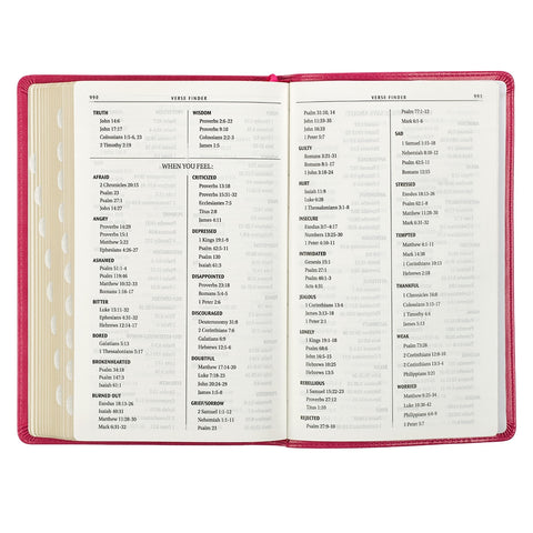 Pink Faux Leather King James Version Deluxe Gift Bible with Thumb Index