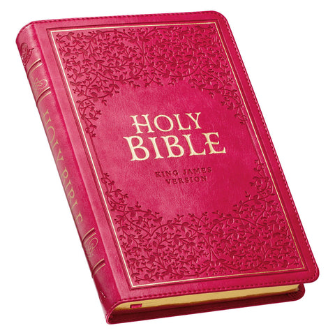 Pink Faux Leather King James Version Deluxe Gift Bible with Thumb Index