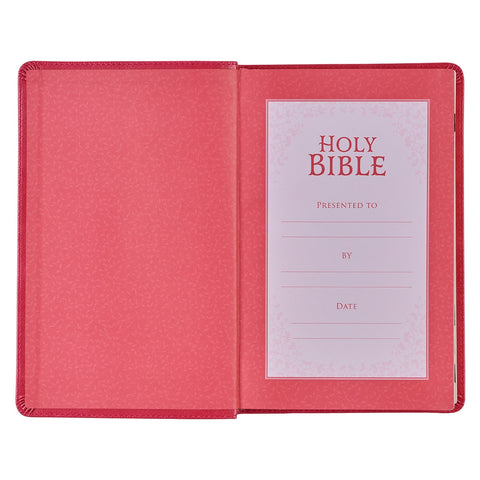 Pink Faux Leather King James Version Deluxe Gift Bible with Thumb Index