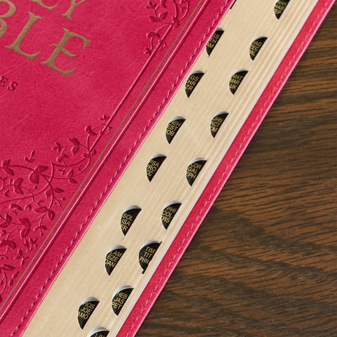 Pink Faux Leather King James Version Deluxe Gift Bible with Thumb Index
