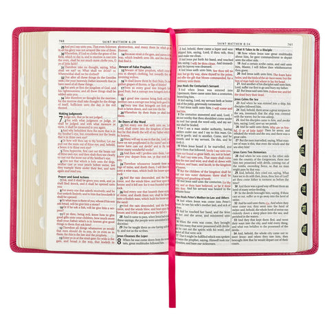 Pink Faux Leather King James Version Deluxe Gift Bible with Thumb Index