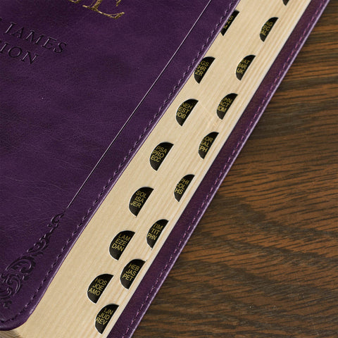 Purple Faux Leather King James Version Deluxe Gift Bible with Thumb Index