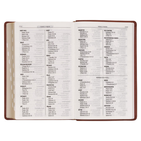 Saddle Tan Faux Leather Giant Print Standard-size King James Version Bible with Thumb Index
