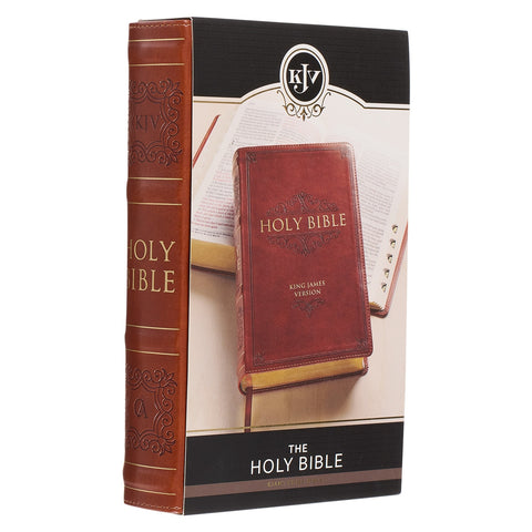 Saddle Tan Faux Leather Giant Print Standard-size King James Version Bible with Thumb Index