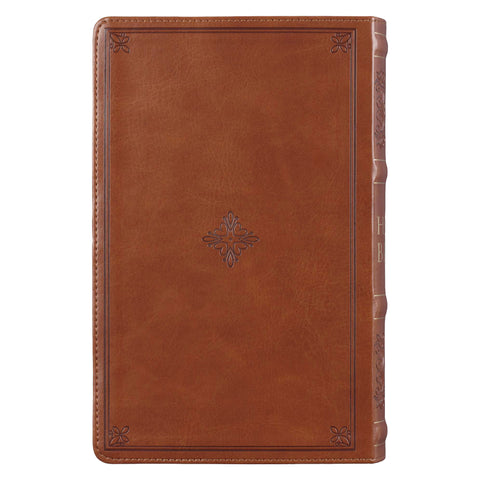 Saddle Tan Faux Leather Giant Print Standard-size King James Version Bible with Thumb Index