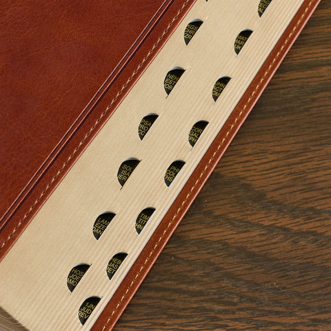 Saddle Tan Faux Leather Giant Print Standard-size King James Version Bible with Thumb Index