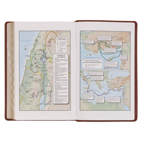 Saddle Tan Faux Leather Giant Print Standard-size King James Version Bible with Thumb Index