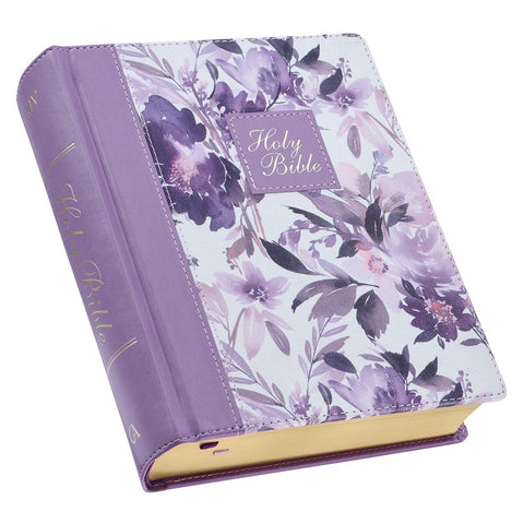 Purple Floral Faux Leather Hardcover Note-taking Bible