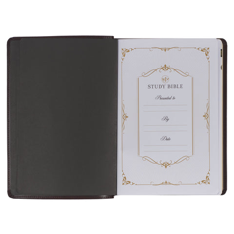Burgundy Faux Leather King James Version Study Bible with Thumb Index
